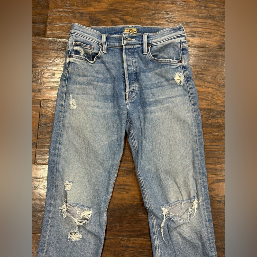 MOTHER Relaxed Distressed Light Blue Jeans - Picture 2 of 7